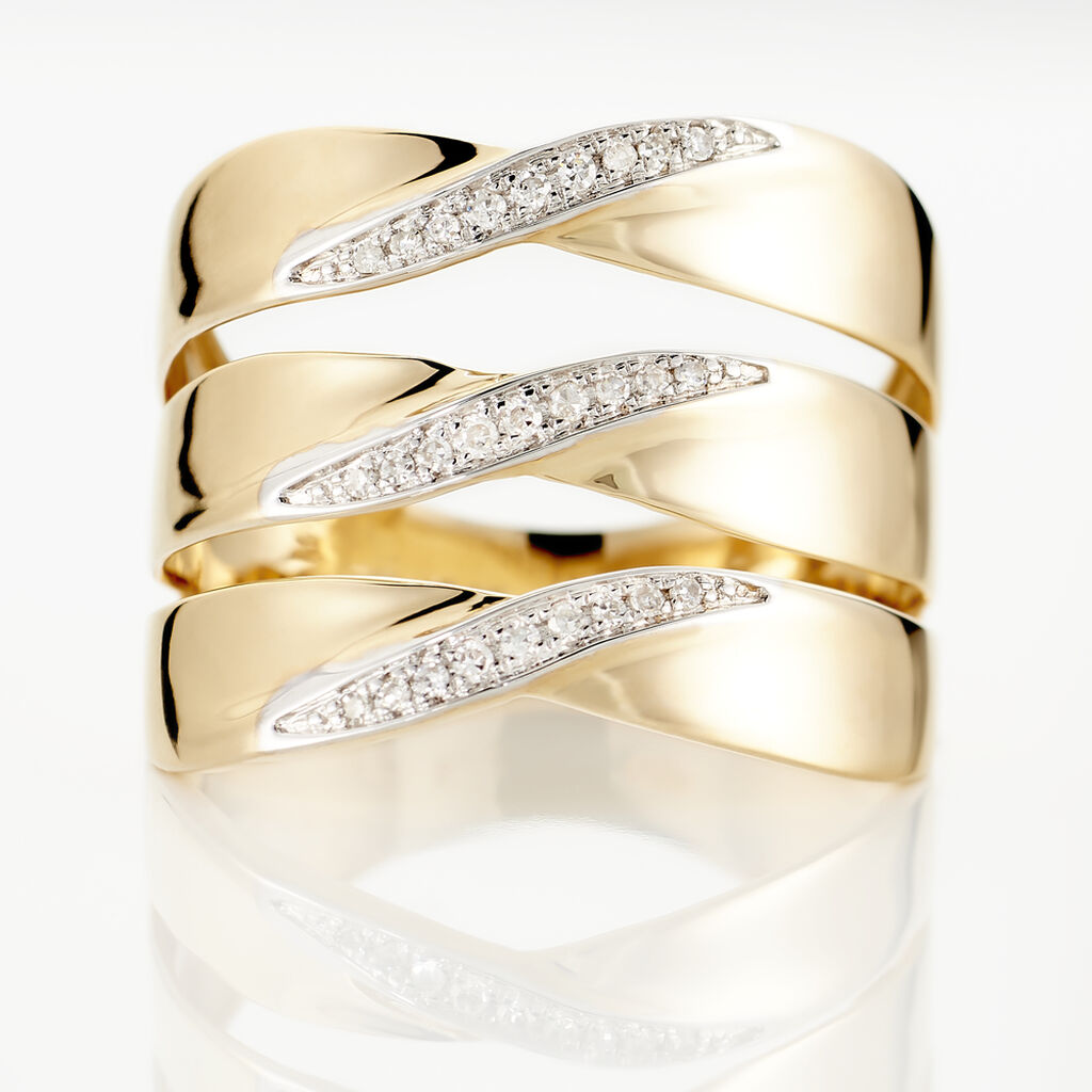 Bague Catharine 3 Rangs Or Jaune Diamant - Bagues avec pierre Femme | Histoire d’Or