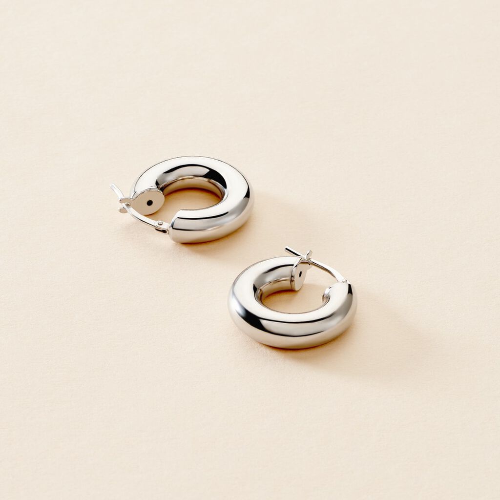 Créoles Piana Argent Blanc - Boucles d'oreilles créoles Femme | Histoire d’Or