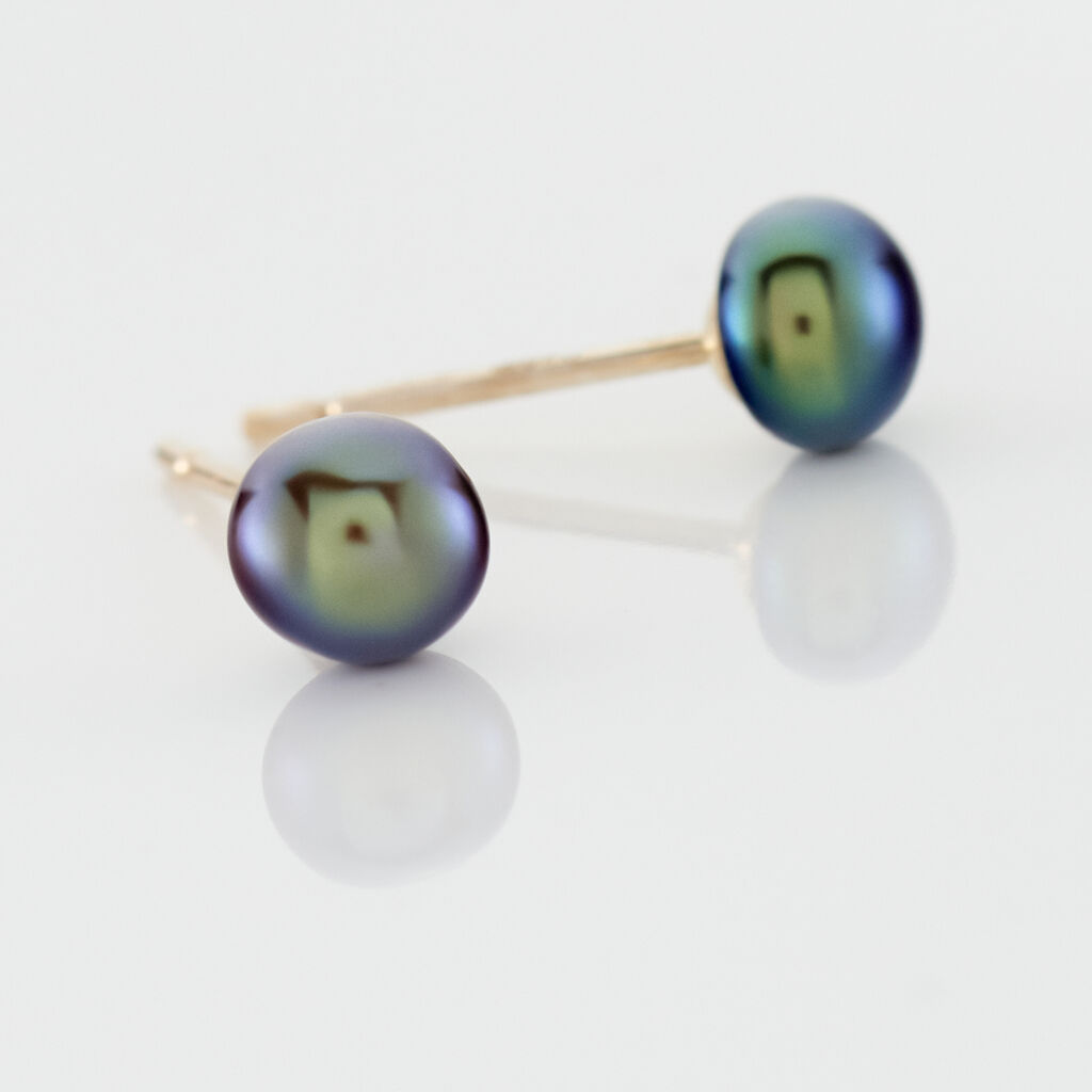 Boucles D'oreilles Puces Micaelle Teintees Or Jaune Perle De Culture - Clous d'oreilles Femme | Histoire d’Or