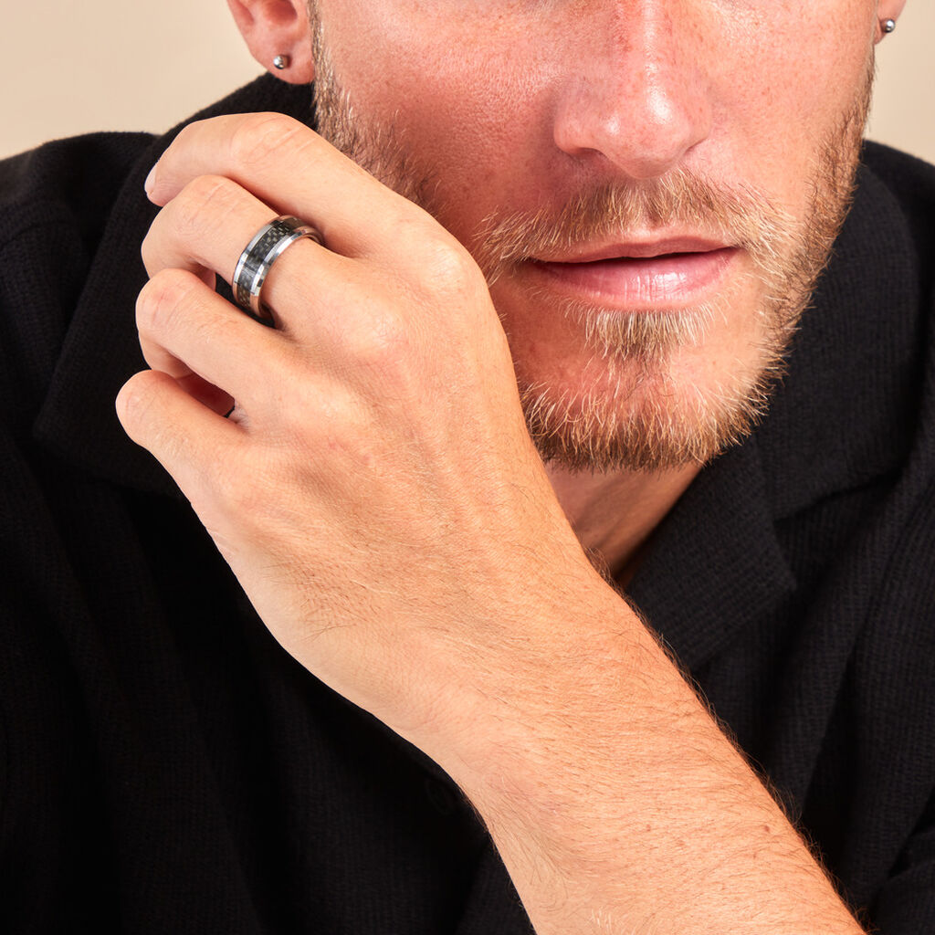 Bague Arnaud Acier Blanc - Bagues fantaisie Homme | Histoire d’Or