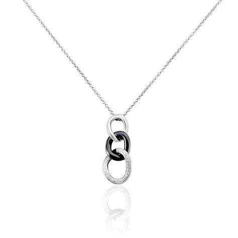 Collier Link Argent Blanc C&eacute;ramique Et Oxyde De Zirconium - Colliers Femme | Histoire d&rsquo;Or