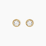 Boucles D'Oreilles Puces Dionysodoros Or Jaune Oxyde De Zirconium - Clous d'oreilles Femme | Histoire d&rsquo;Or
