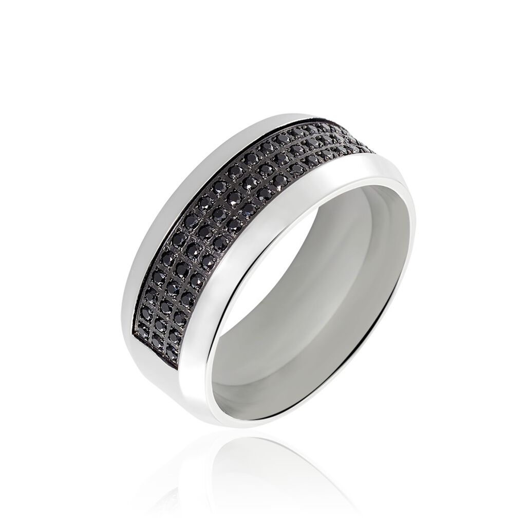 Bague Acier Blanc Tdeg Oxydes De Zirconium - Bagues avec pierre Homme | Histoire d’Or