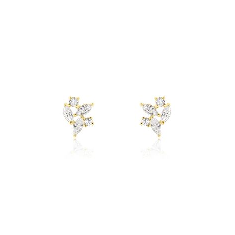 Boucles D'oreilles Puces Glorinda Or Jaune Oxyde De Zirconium - Clous d'oreilles Femme | Histoire d’Or