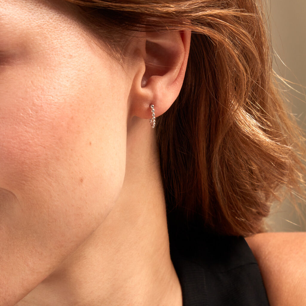 Créoles Louisette Argent Blanc - Boucles d'oreilles créoles Femme | Histoire d’Or
