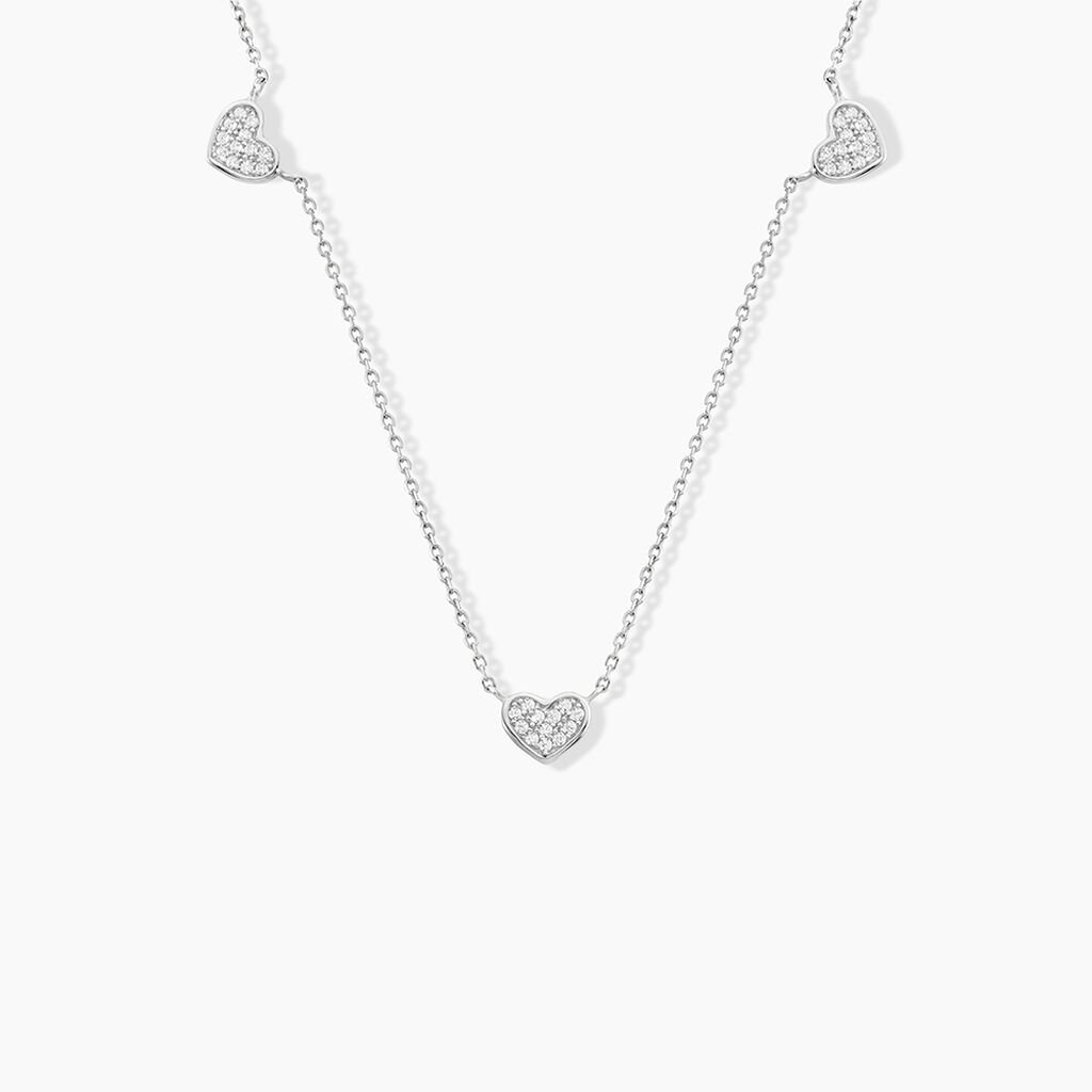 Collier Hearts Argent Blanc Oxyde De Zirconium - F&ecirc;te des m&egrave;res Femme | Histoire d&rsquo;Or