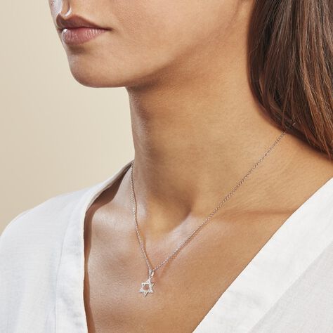 Pendentif Faye Or Blanc Oxyde De Zirconium - Pendentifs Baptême Famille | Histoire d’Or
