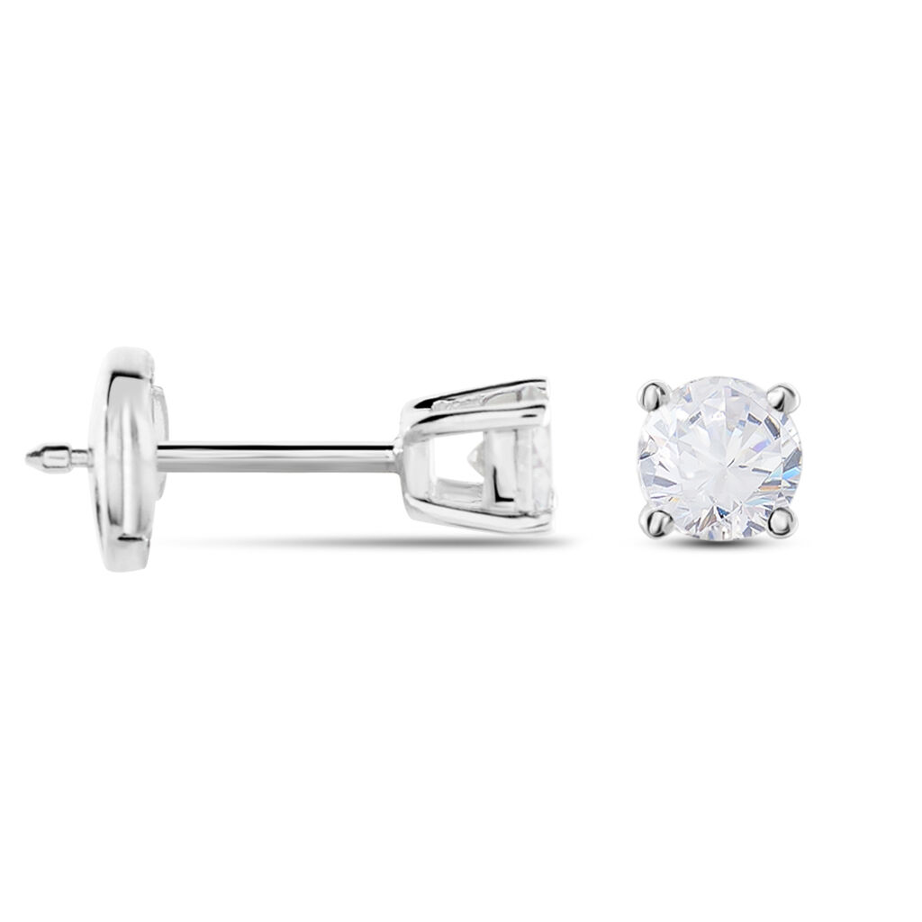 Boucles D'oreilles Puces Victoria Or Blanc Diamant - Clous d'oreilles Femme | Histoire d’Or