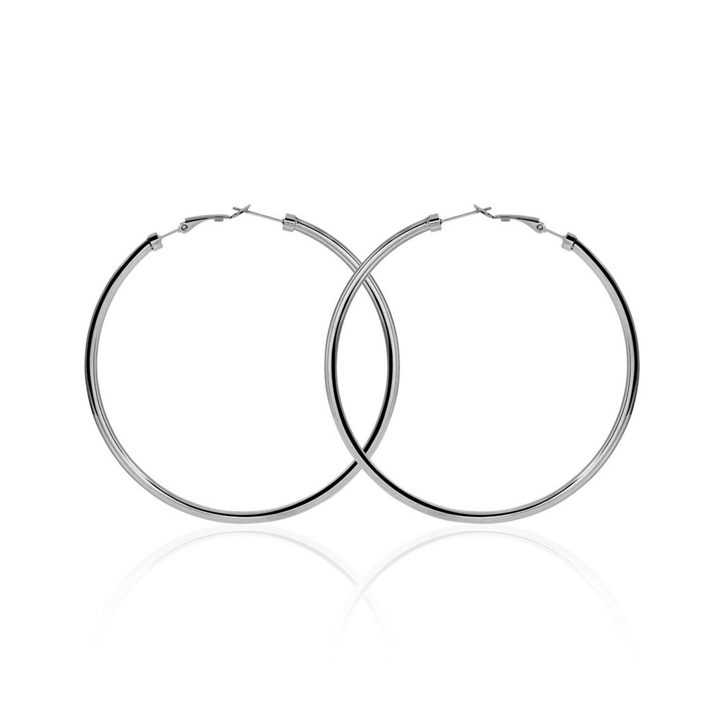 Créoles Carmeline Acier Blanc - Boucles d'oreilles créoles Femme | Histoire d’Or