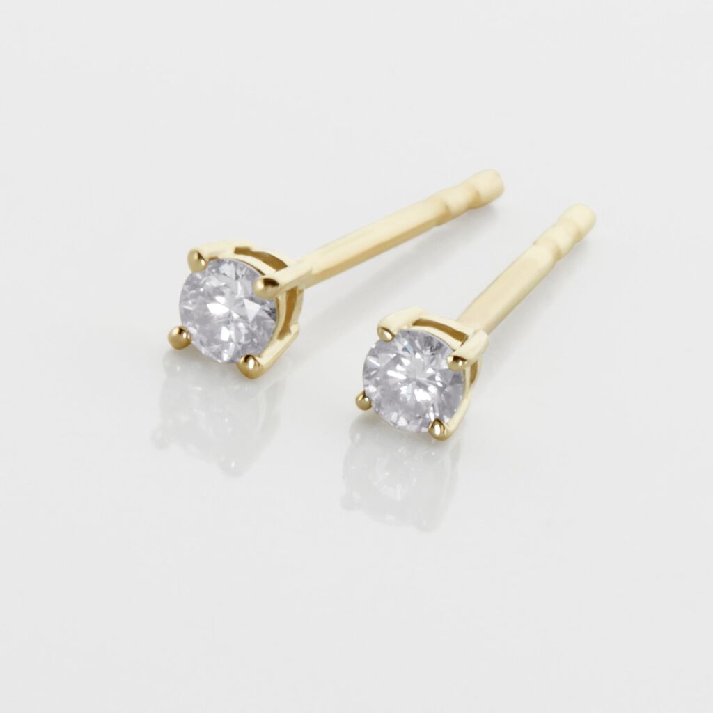 Boucles D'oreilles Puces Aphrodite Or Jaune Diamant - Clous d'oreilles Famille | Histoire d&rsquo;Or