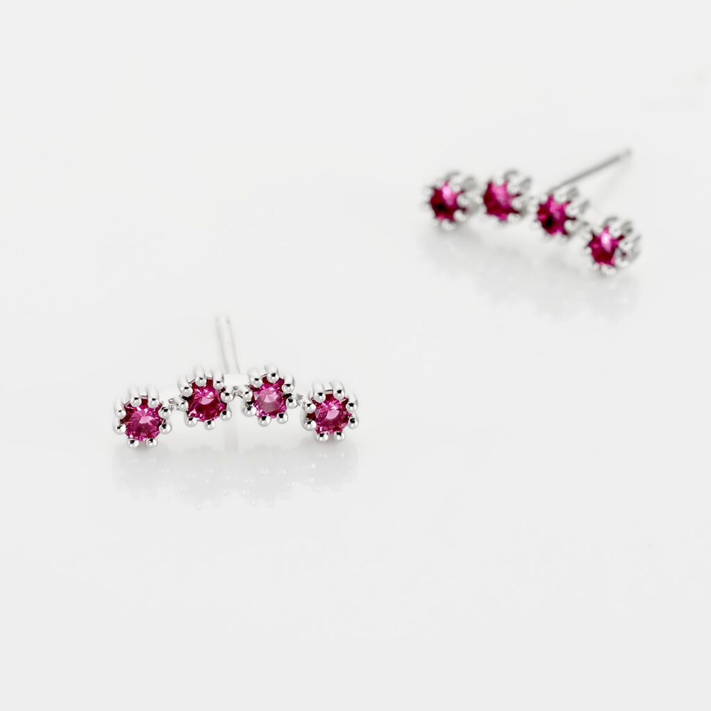 Boucles D'oreilles Puces Karrie Argent Blanc Oxyde De Zirconium - Boucles d'oreilles fantaisie Femme | Histoire d’Or