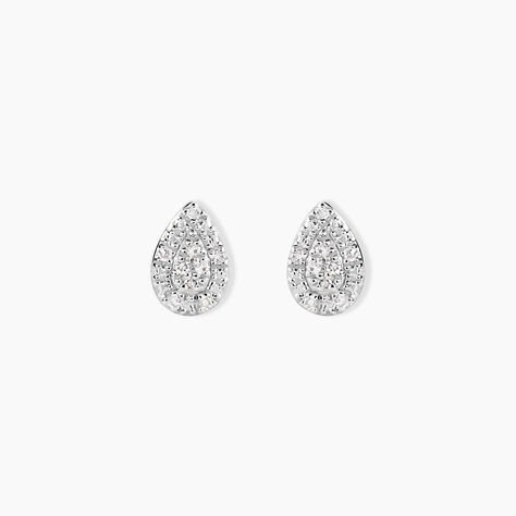 Boucles D'oreilles Puces Pear C Or Jaune Diamant - Clous d'oreilles Femme | Histoire d&rsquo;Or
