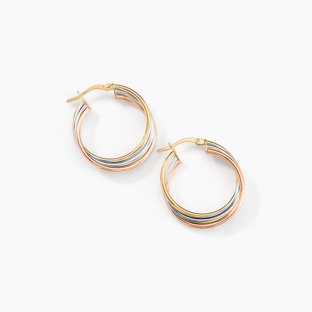 Cr&eacute;oles Tanya Or Tricolore - Boucles d'oreilles cr&eacute;oles Femme | Histoire d&rsquo;Or