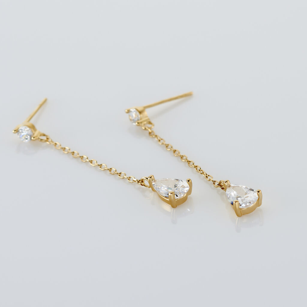 Boucles D'oreilles Pendantes Regane Or Jaune Oxyde De Zirconium - Boucles d'oreilles pendantes Femme | Histoire d’Or
