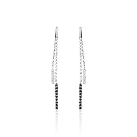 Boucles D'oreilles Pendantes Ainhoaa Or Blanc Diamant - Boucles d'oreilles pendantes Femme | Histoire d’Or