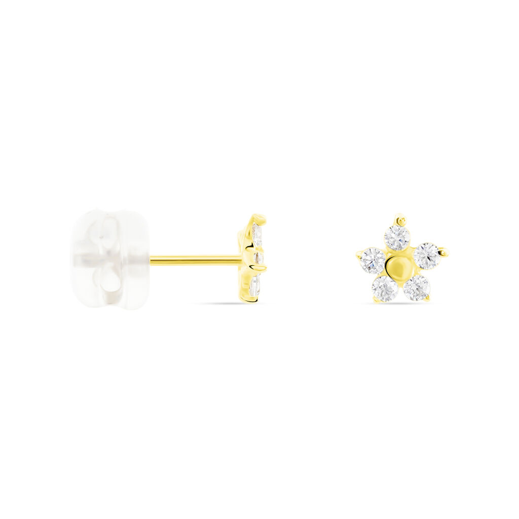 Boucles D'oreilles Puces Or Jaune Convallaria Oxydes - Clous d'oreilles Femme | Histoire d’Or