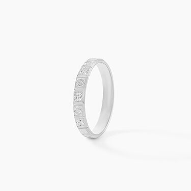 Alliance Marya Carree Diamantee Ruban Plat Or Blanc