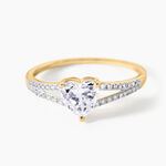 Bague Zandra Argent Dor&eacute; A L'Or 750/1000 Oxyde De Zirconium - Bagues solitaires Femme | Histoire d&rsquo;Or