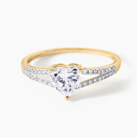 Bague Zandra Argent Dor&eacute; A L'Or 750/1000 Oxyde De Zirconium - Bagues solitaires Femme | Histoire d&rsquo;Or
