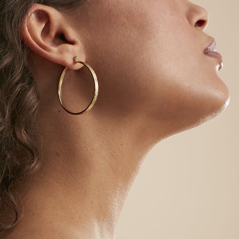 Créoles Hollis Acier Doré - Boucles d'oreilles créoles Femme | Histoire d’Or