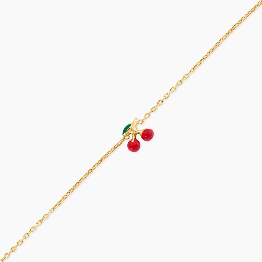 Bracelet Cherry Cerise Argent Dor&eacute; A L'Or 750/1000 - Bijoux sans pierre Enfant | Histoire d&rsquo;Or