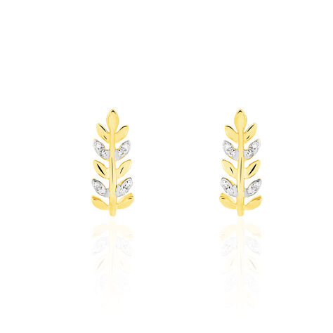 Boucles D'oreilles Puces Emeralda Or Jaune Diamant - Clous d'oreilles Femme | Histoire d’Or