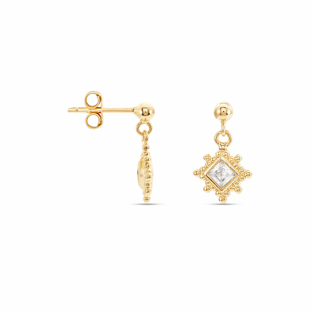 Boucles D'oreilles Pendantes Bobbie Plaqué Or Jaune Oxyde De Zirconium - Boucles d'oreilles fantaisie Femme | Histoire d’Or