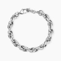 Bracelet Chaine Epaisse Acier Blanc Dusty