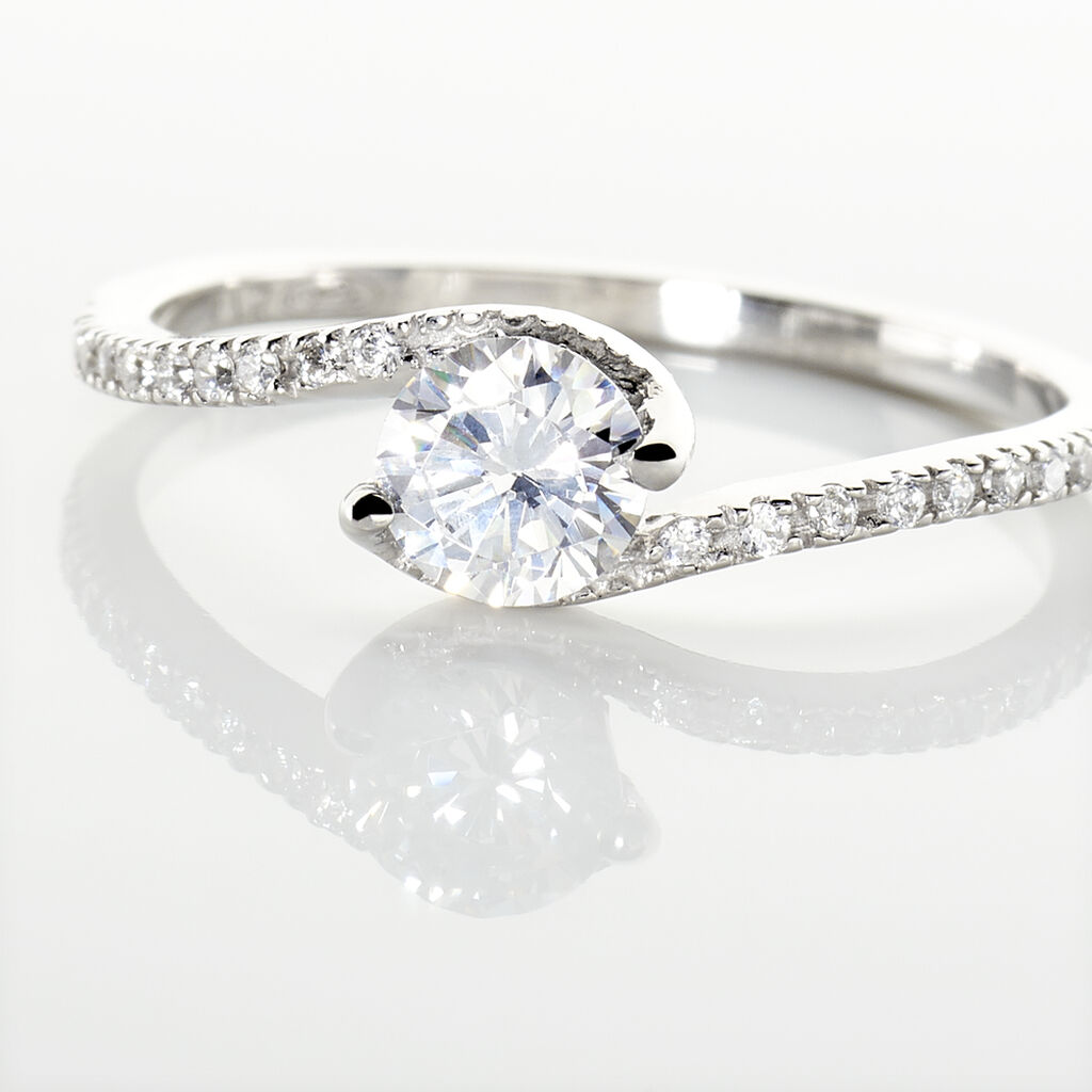Bague Olly Or Blanc Oxyde De Zirconium - Bagues solitaires Femme | Histoire d&rsquo;Or