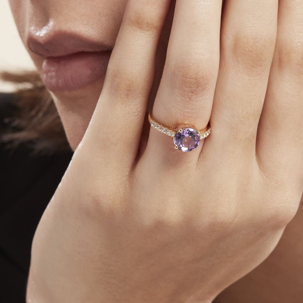 Bague Or Jaune Terese Améthyste - Bagues solitaires Femme | Histoire d’Or