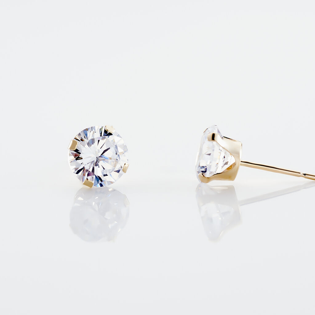 Boucles D'oreilles Puces Eddie Or Jaune Oxyde De Zirconium - Clous d'oreilles Femme | Histoire d’Or