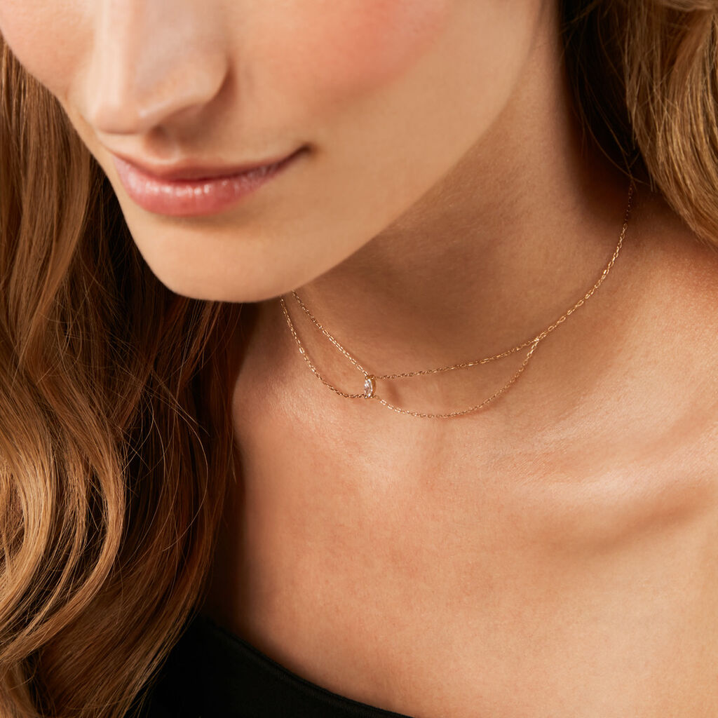 Collier Sparkle Or Jaune Oxyde De Zirconium - Colliers doubles et triples cha&icirc;nes Femme | Histoire d&rsquo;Or