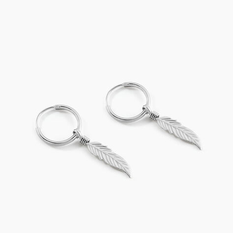 Créoles Elvyn Argent Blanc - Boucles d'oreilles créoles Femme | Histoire d’Or