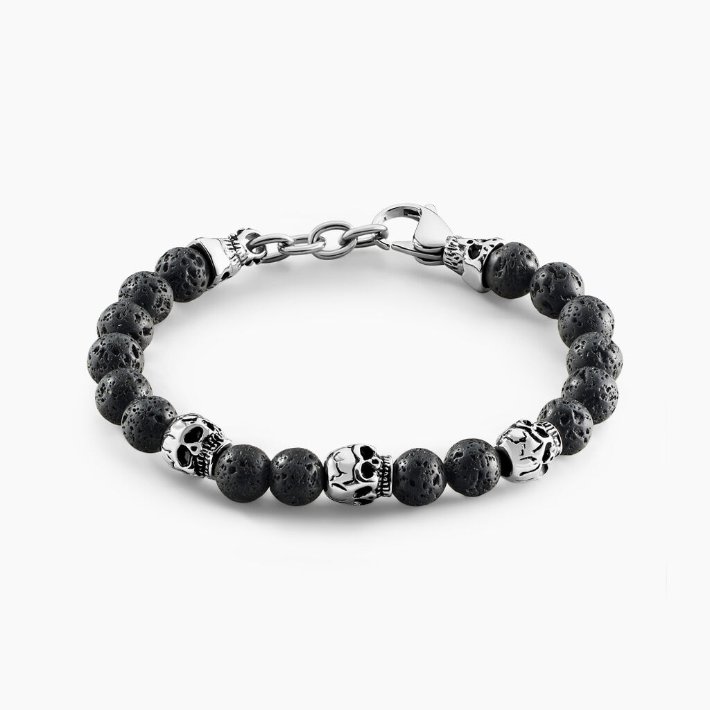 Bracelet Acier Blanc Hantz Pierre De Lave - Bracelets Homme | Histoire d’Or