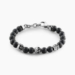 Bracelet Acier Blanc Hantz Pierre De Lave - Bracelets Homme | Histoire d&rsquo;Or