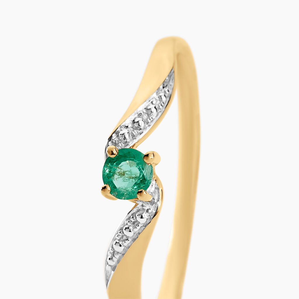 Bague Or Jaune Levenez Emeraude - Bagues avec pierre Femme | Histoire d’Or
