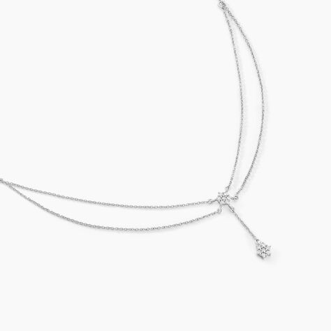 Collier Purple Bloom Argent Blanc Oxyde De Zirconium - Colliers fantaisie Femme | Histoire d&rsquo;Or