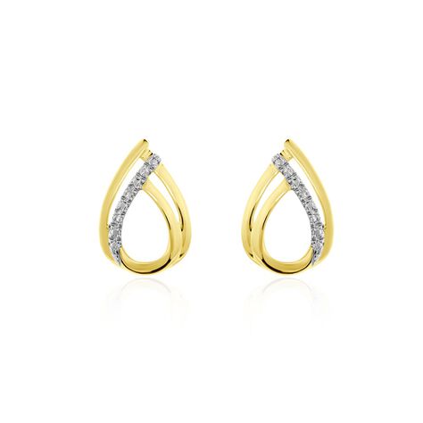 Boucles D'oreilles Puces Marilynn Or Bicolore Diamant Blanc - Clous d'oreilles Femme | Histoire d’Or