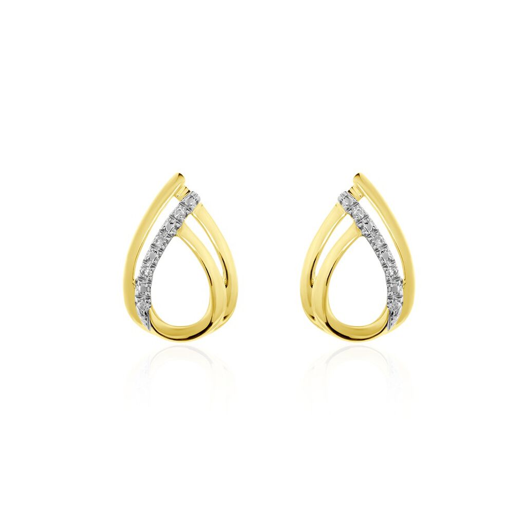 Boucles D'oreilles Puces Marilynn Or Bicolore Diamant Blanc - Clous d'oreilles Femme | Histoire d’Or