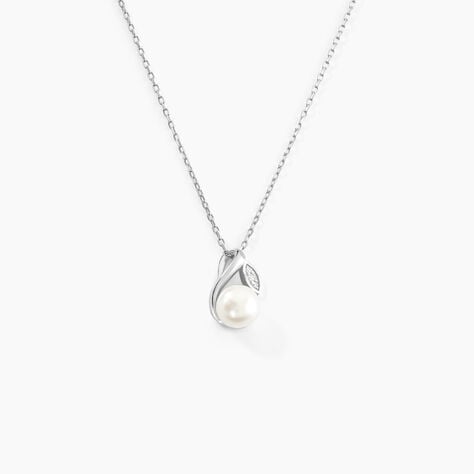 Collier Mesmin Argent Blanc Perle De Culture Et Oxyde De Zirconium - Colliers fantaisie Femme | Histoire d’Or