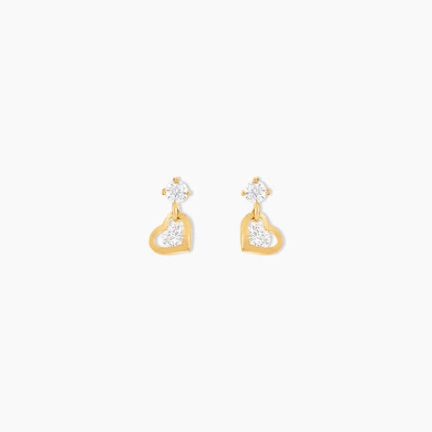 Boucles D'oreilles Pendantes Ludyvine Or Jaune Oxyde De Zirconium - Boucles d'oreilles pendantes Femme | Histoire d&rsquo;Or
