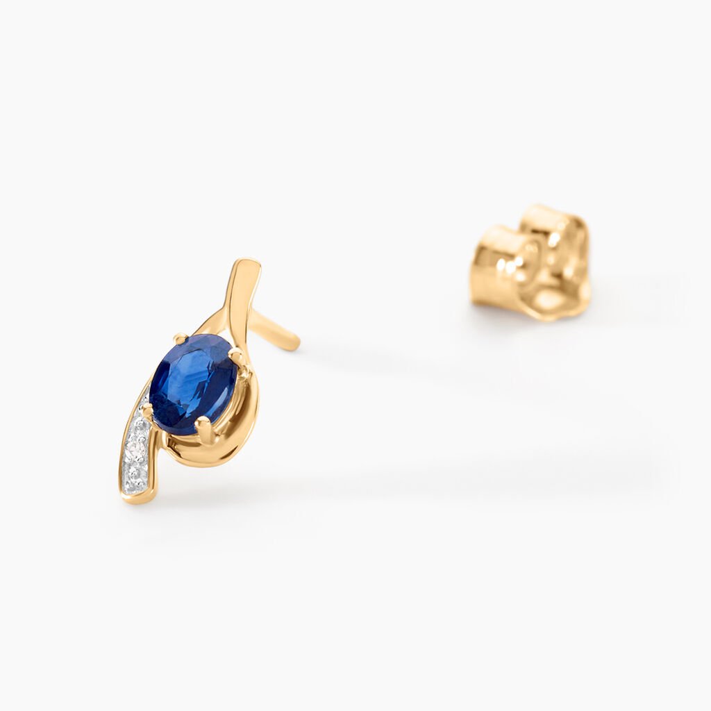Bijoux D'oreilles Emotion Or Jaune Saphir Diamant - Clous d'oreilles Femme | Histoire d’Or