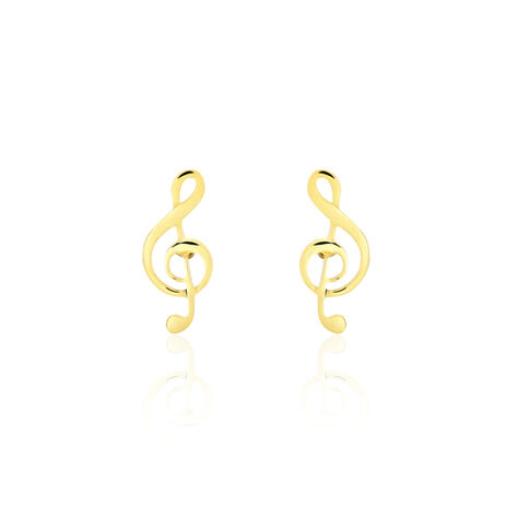 Boucles D'oreilles Puces Bayram Musique Or Jaune - Clous d'oreilles Femme | Histoire d’Or