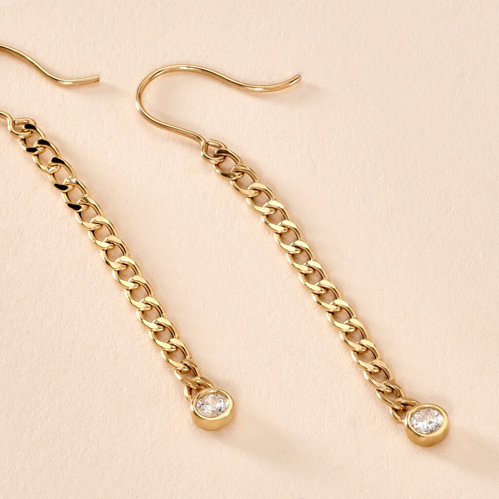 Boucles D'oreilles Pendantes Vienne Or Jaune Oxyde De Zirconium - Boucles d'oreilles pendantes Femme | Histoire d&rsquo;Or