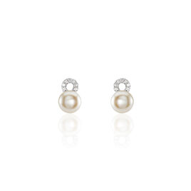 Boucles D'oreilles Pendantes Lilio Argent  Perle De Culture Et Oxyde - Boucles d'oreilles fantaisie Femme | Histoire d’Or