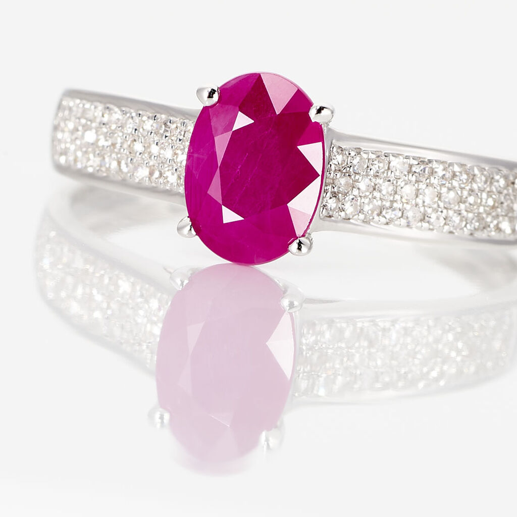 Bague Crista Or Blanc Rubis Et Diamant - Bagues solitaires Femme | Histoire d’Or