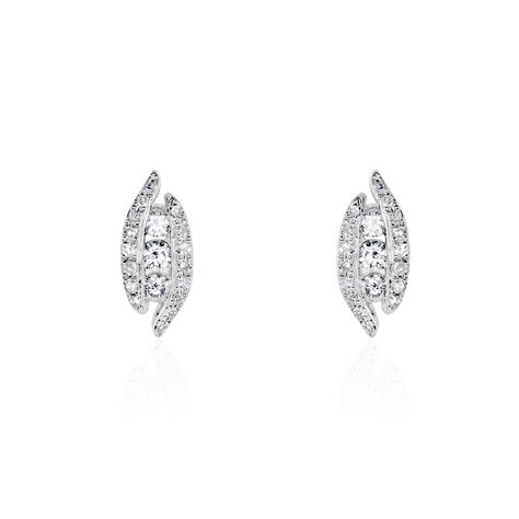 Boucles D'oreilles Puces Eternite Or Blanc Diamant - Clous d'oreilles Femme | Histoire d’Or