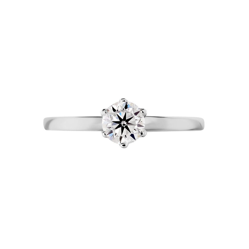 Bague Solitaire Natalia Or Blanc Diamant Synthetique - Bagues solitaires Femme | Histoire d’Or