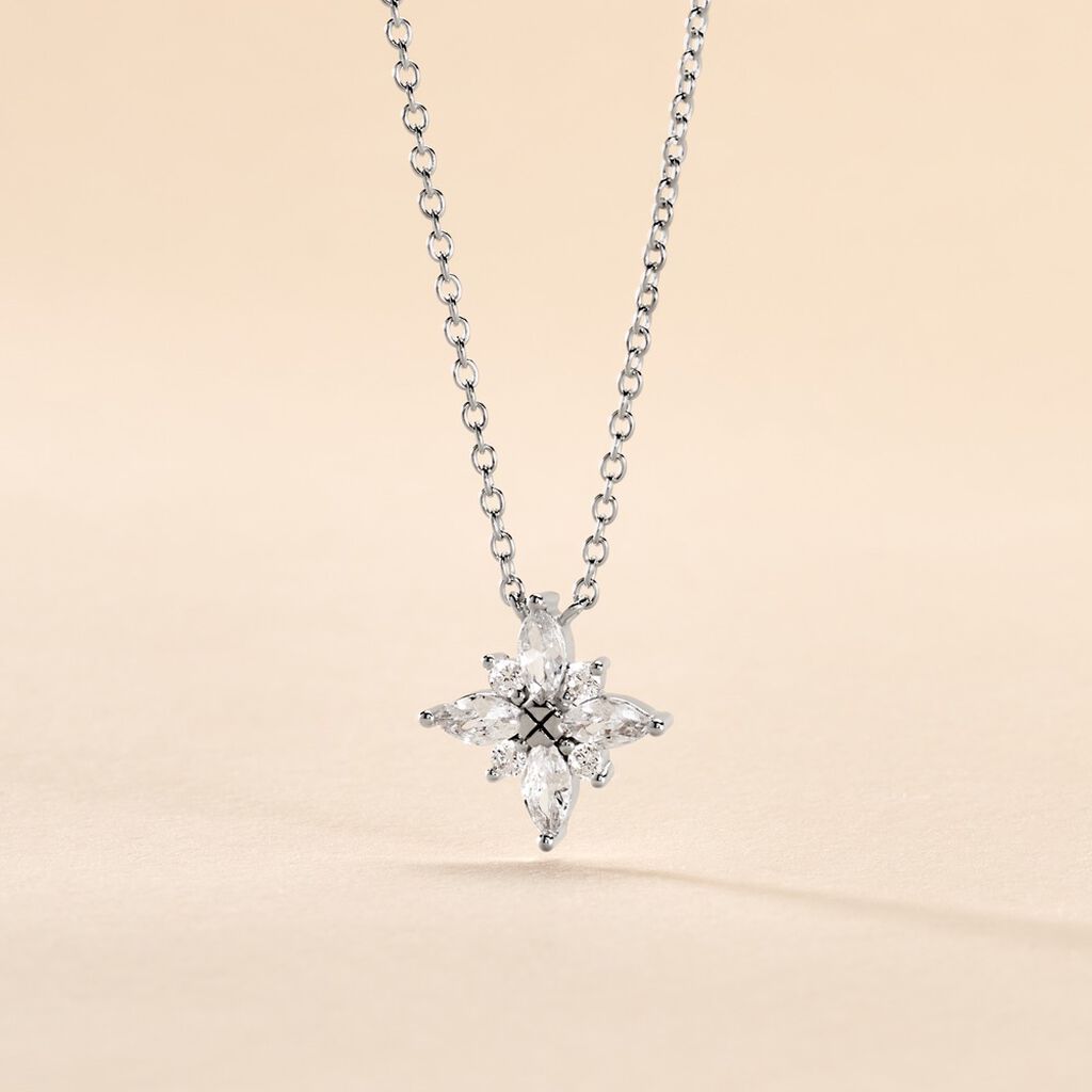 Collier Eclat Argent Blanc Oxyde De Zirconium - Colliers fantaisie Femme | Histoire d&rsquo;Or