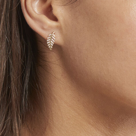 Boucles D'oreilles Puces Tourkia Or Jaune Oxyde De Zirconium - Clous d'oreilles Femme | Histoire d’Or